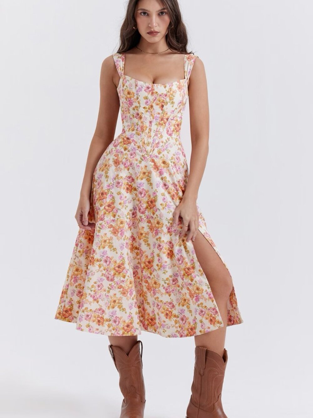 NWT House of CB Saira Ivory Floral Corset Midi Dress Size S - Picture 11 of 13